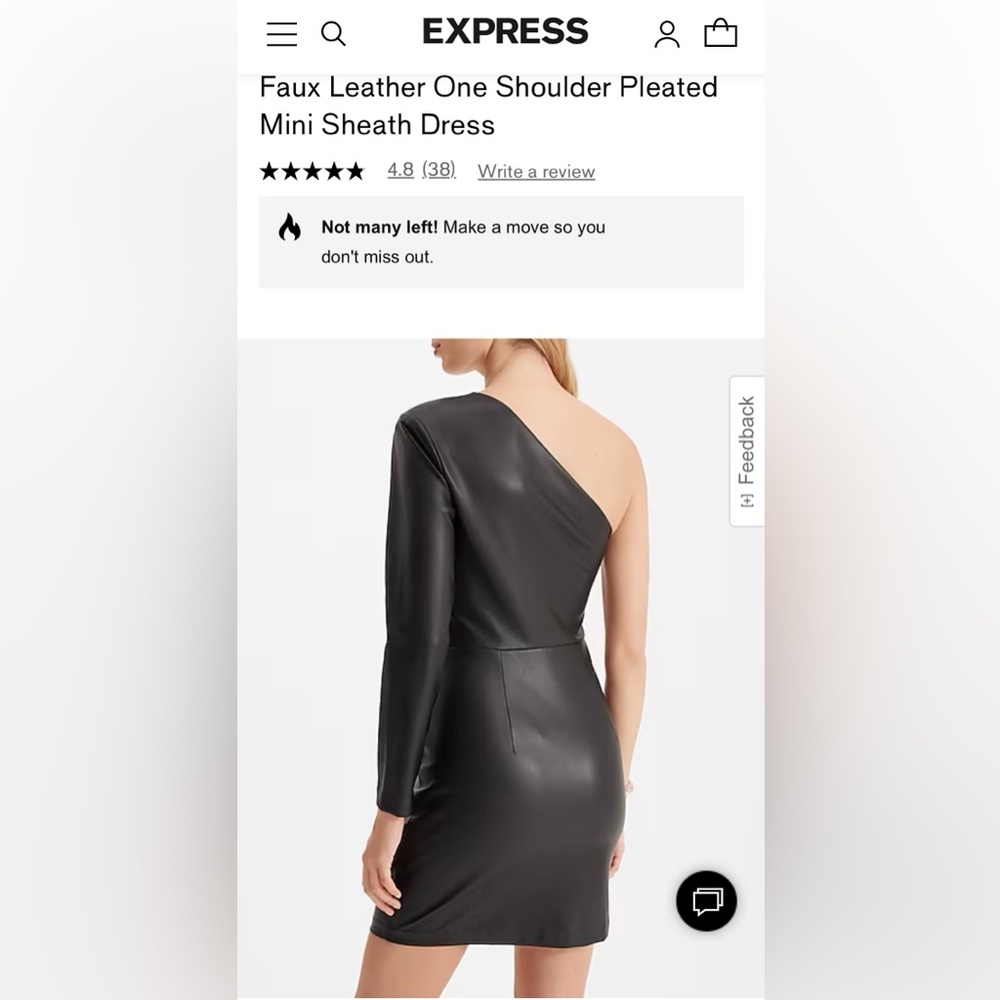 Express - Black Faux Leather One Shoulder Mini Dress Size M
